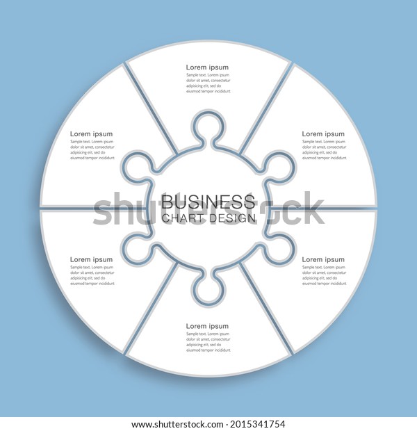 Business chart Design. Diagram divided into six
processes. Presentation
template.