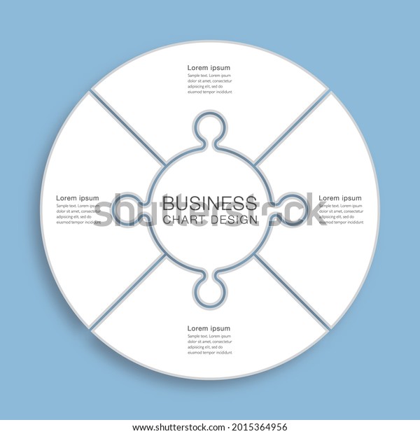 Business chart Design. Diagram divided into\
four processes. Presentation\
template.