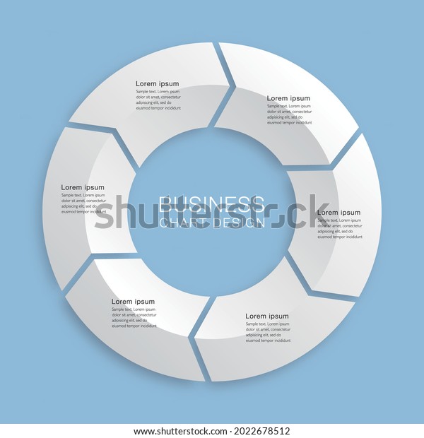Business chart Design. Diagram divided into six\
processes. Presentation\
template.