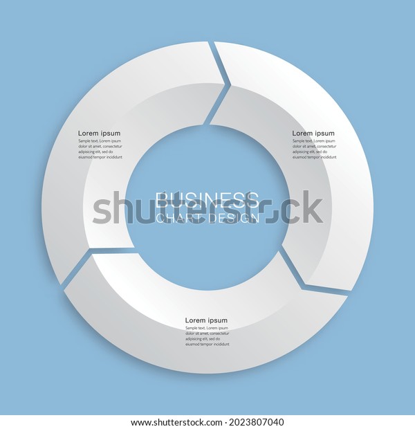 Business chart Design. Diagram divided into\
three processes. Presentation\
template.