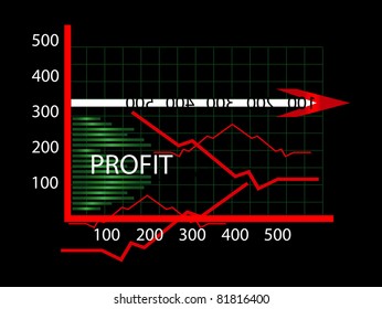 business chart with diagram on black background
