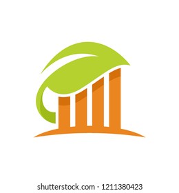 Business Chart of Environment Company Logo Green Leaf Financial Concept Vector Design
