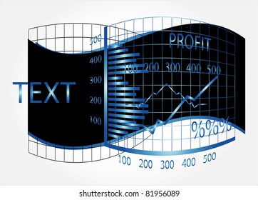 business chart with flag