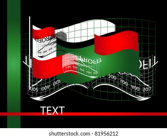 business chart with flag