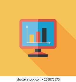 business chart flat icon with long shadow,eps10