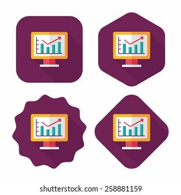 business chart flat icon with long shadow,eps10