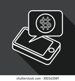 business chart flat icon with long shadow, line icon