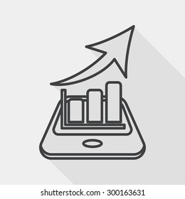 business chart flat icon with long shadow, line icon
