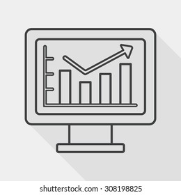 business chart flat icon with long shadow, line icon