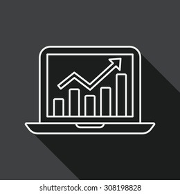 business chart flat icon with long shadow, line icon