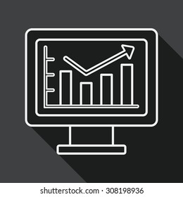 business chart flat icon with long shadow, line icon