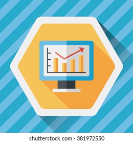 business chart flat icon with long shadow,eps10