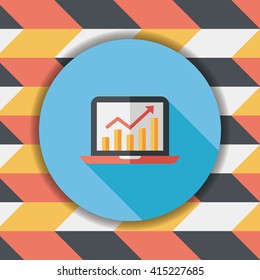 business chart flat icon with long shadow,eps10