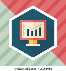 business chart flat icon with long shadow,eps10