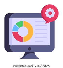 Gráfico comercial, icono de estilo plano en el análisis en línea 