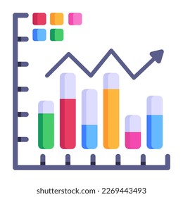 Business chart, flat style icon of online analysis 