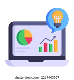 Business chart, flat style icon of online analysis 