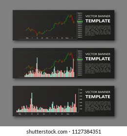 Business chart forex banner. Modern vector business chart design banner template. Web Header forex trading infographic design. Abstract banner template background Collection trading infographic design