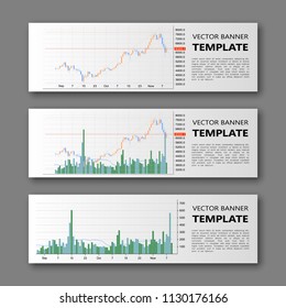 Business chart forex banner. Modern vector business chart design banner template. Web Header forex trading infographic design. Abstract banner template background Collection trading infographic design