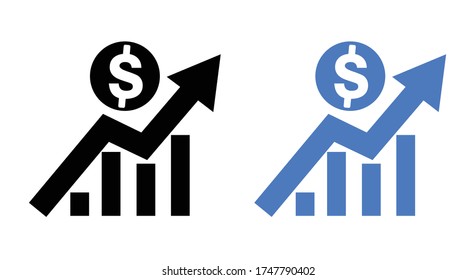 Business Chart Going Up Icon. Colour Vector Illustration