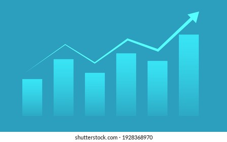 Business chart and graph growing up. Business success concept. Vector illustration