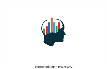 Gráfico de gráfico de negocios dentro de la ilustración del logotipo de icono de cabeza humana
