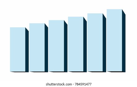 business chart graphic icon 3D light blue statistic design element for web or print vector