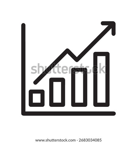 Business chart growth line vector icon, financial success analytics symbol, corporate progress infographic illustration