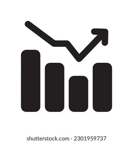 Business chart icon flat fill black design