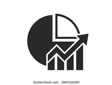 Business chart icon. growth graph and pie chart. business analytics symbol. infographic and web design sign