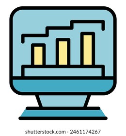 Vector de esquema de icono de gráfico de negocios. Riesgo de Plan. Cambiar estrategia de color plano