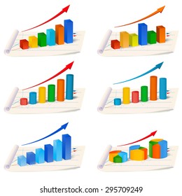 business chart icons collection