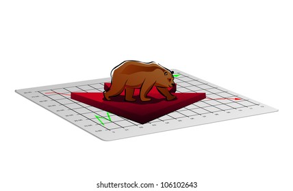 Business chart illustration with down arrow for foreign exchange or stock market
