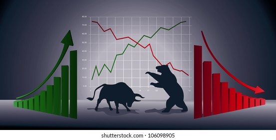 Business Chart Illustration With Upward And Downward Trend For Foreign Exchange Or Stock Market