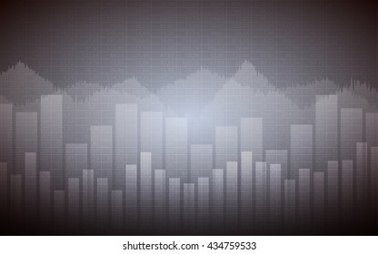 Business Chart With Line Graph And Bar Chart In Sideways Market On Gray Color Background (vector)