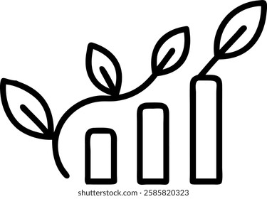 Business chart made of leaves with copy space concept as A glossy image of a business chart or graph composed of leaves on a plain background representing growth and success through sustainable practi
