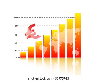 Business chart with map of planet