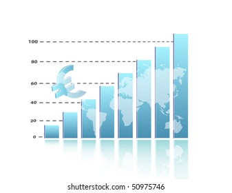 Business chart with map of planet