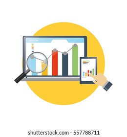 Business chart on the screen of computer monitor