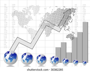 Business chart with planet