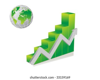 Business chart with planet