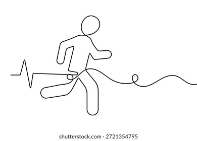 Gráfico de negócios pulso contínuo de uma linha desenho estilo minimalista isolar delineamento vetor design