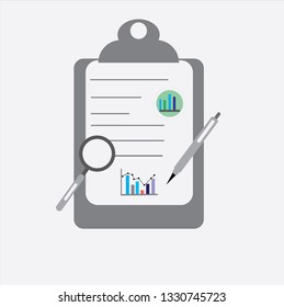 business chart report,clipboard analysis graph,vector best flat design.