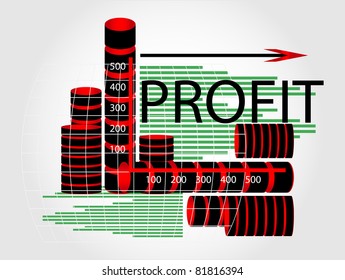 business chart with scale  on white background