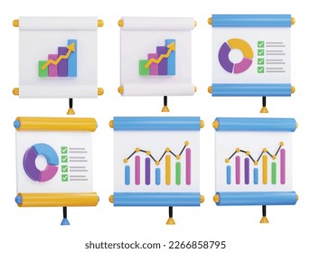 Business Chart Set 3d Vector Icon