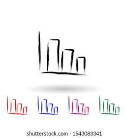 Business chart sketch style multi color icon. Simple thin line, outline vector of banking icons for ui and ux, website or mobile application
