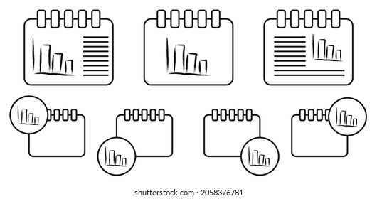 Business chart sketch style vector icon in calender set illustration for ui and ux, website or mobile application