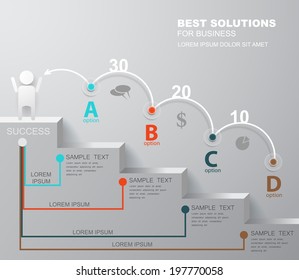 business chart for your presentation of numerical data / Step motion on stairs / vector illustration
