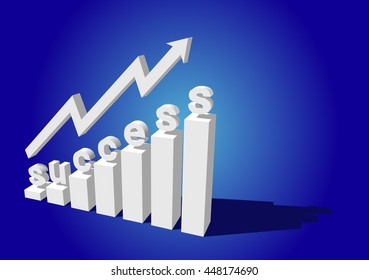 Business charts with arrow and success alphabet, vector illustration