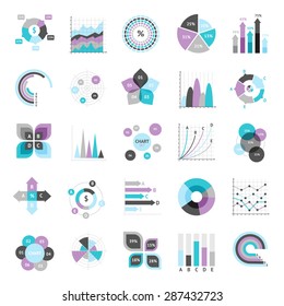 Business charts graphs and infographic elements icons set isolated vector illustration